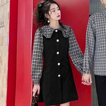시밀러룩 커플룩 기념일 가을 원피스 남녀 선물 단가라 웨딩 커플 카라 체크 데일리 94