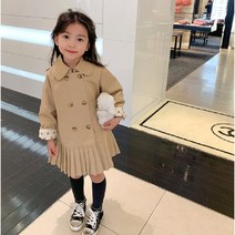 바로배송 베이지 플리츠 코트 트렌치 봄 아우터 자켓 점퍼 여아 자매룩 코디 둥이룩 데일리룩 등하원룩 문센룩