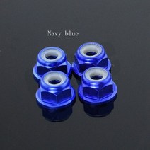 CNC 알루미늄 플랜지 나일론 잠금 너트 4 개 M4 여러 가지 빛깔의 1/10 1/8 1/14 RC 자동차 트럭 크롤러 드리프트 TRX4 SCX10 스카니아 범용 부품, Navy blue 4pcs