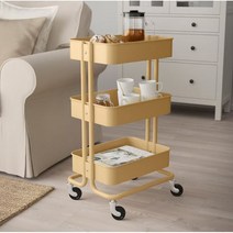 ikea 이케아 이동식3단 트롤리 다용도 진열대 3단 RASKOG 로스코그 카트, 옐로