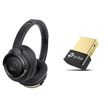 audio-technica SOLID BASS 무선 헤드폰 중저음 최대 40시간 재생 블랙 골드 ATH-WS660BT BGD & TP-Link Bluetooth USB 어댑터 블루투스 자기 PC용나노 사이즈Ver4.0UB400