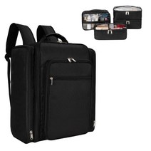 메이크업 백팩 엑스트라 라지 전문 케이스 여행용 트레인 가방 화장품 보관 정리함 아티스트를 위한 4개의 탈착식 및 1개의 브러시 홀더 포함 블랙. Onemoky