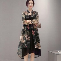 SAMARA 여성 꽃무늬 7부소매 가디건 쉬폰가디건 캐주얼가디건 롱가디건 2-132