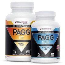 The Official PAGG Stack Tim Ferris의 4시간 바디 지방 연소 및 근육 형성 지원 녹차 추출물 데이 보충제 (78캡슐) 및 알파 리포산 야간 보충제 (