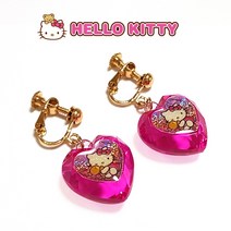 헬로키티 하트보석 귀걸이 유아 귀찌 안뚫은 귀걸이