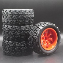 4pc 1/10 오프로드 자동차 빅풋 트럭 타이어 55*115MM HSP HPI 94108 94111 94188 용 플라스틱 휠 림 고무, [02] Yellow