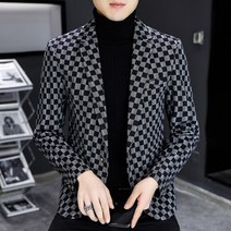 남성가죽자켓 가을겨울 남성 정장 재킷 새로운 럭셔리 패션 개성 있는 정장 레저 컴포트 클래식 격자 무늬 영국 블레이저 코트