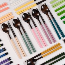 아이하시 나무 옻칠 수저 세트, 올리브그린