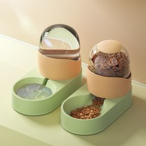 스마트 반려동물 고양이 강아지 자동 급식기 자동급수기4000ML, 그린오렌지