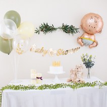 베이비샤워 풍선 가랜드 파티 용품 세트, 가랜드_Baby shower (골드)