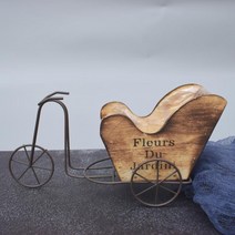 빈티지 화분 미니 자전거 인테리어 소품 화분받침대, 우드