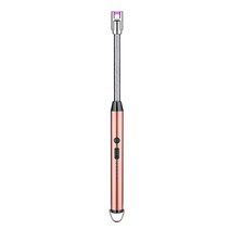 LED전광판 360 도 회전식 전자 라이터 아연 합금 요리 점화 도구 충전식 방풍 휴대용 LED 전원 디스플레이, 02 Rose Gold