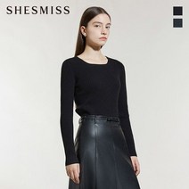 쉬즈미스 스퀘어넥 골지 니트 탑_SSKPOM42650