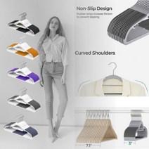 리쎌 공간절약 논슬립 어깨뿔방지 코드 상의 나시 고강도 옷걸이 10ea, 그레이 10ea, 10개