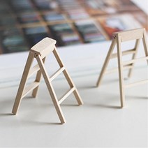 우드 소재 3단 미니 접이 사다리 미니어쳐 거실인테리어 데코레이션 좁은방꾸미기 책상 카페