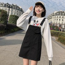 귀여운 멜빵 데님 원피스