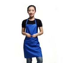 폴리에스터 면 혼방 민소매 앞치마 블랙 레드 커피 오렌지 착용감 주방 턱받이 큰 주머니 남녀 공용, dark blue