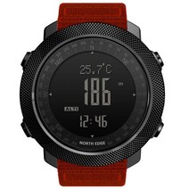 산악 gps 등산 휴대용 나침반 북쪽 가장자리 고도계 기압계 디지털 시계 스포츠 하이킹 손목 시계 방수, 오렌지 나일론, 협력사