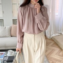 다잇템 여자 잔주름 들러리룩 뒷버튼 블라우스