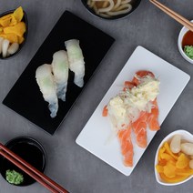 매트 초밥 접시 소 G-0671 스시 도마 업소용 멜라민 직사각 회, 블랙