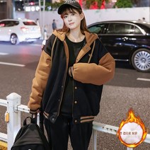 학원풍 패딩 여류 ins 항풍 겨울 두꺼운 맨투맨 야구복 루즈 커플룩