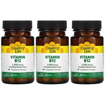 컨트리라이프 비타민 B12 1000mg 60정 3개 사이아노 시아노 코발라민 cyanocobalamin