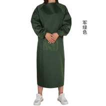 긴팔 타프 앞치마 식품 공장 방수 전신 가운 작업복 성인 남녀 위생복 방수복 유니폼, 단일사이즈, 딥그린(포켓)