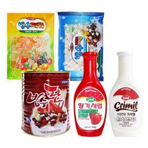 빙수떡 +빙수제리 +딸기시럽 +연유 +빙수팥, 1개