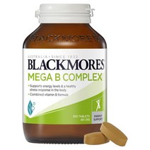 Blackmores 블랙모어스 메가 B 컴플렉스 에너지 서포트 비타민 Mega B Complex Energy Support Vitamin 200정, 1개