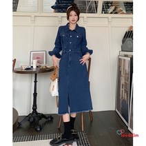 리앤킴 여성 봄 빅사이즈 데님 롱 원피스 GH880