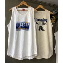 레어코드 Running Is Life 레터링 남녀공용 슬라브 민소매 나시티