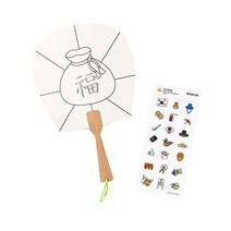 평부채 재료 입문형 초등 어린이 종이 부채 만들기 세트 꾸미기 여름 diy 키트 성경 학교 돌봄 교실 복지관, 평부채 입문형(복주머니)(스티커증정), 1개