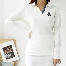네레토 여성 골프웨어 상의 긴팔 브이넥 카라티셔츠 화이트