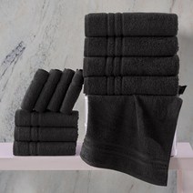 Hammam Linen 쿨 그레이 핸드 타월 4팩 정품보장, 27 in X 54 in Towel, Black