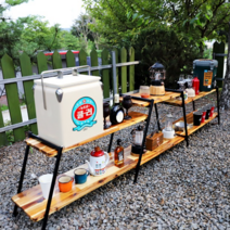 팩토리장 캠핑 선반 우드 캠핑 쉘프 수납장 정리대 키친테이블 와이드 확장형, 2단 기본형