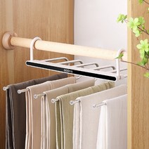 무료배송20개한정 ECOCO 모던한디자인 신박한정리 스테인레스 6단접이식바지걸이 치마걸이 다용도걸이 접었다 폈다 90도회전걸이, 1개, 화이트+그레이