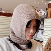 니트 바라클라바 발라클라바 넥워머 방한 후드, 소프트브라운