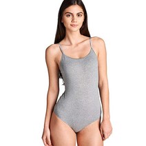 할리우드 스타 패션 스냅 크로치 얇은 스트랩 레오타드 바디수트 캐미솔, Large, Heather Grey