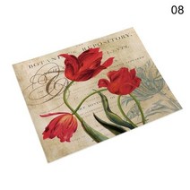 쉐비 소품 빈티지 플라워 리넨 테이블 장식 플레이스 매트 커피 컵 받침 패드, 08+42x32cm