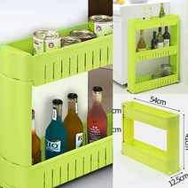 공간활용 2단 이동식 틈새선반(그린) 세탁실수납 베란다창고정리 보관용선반