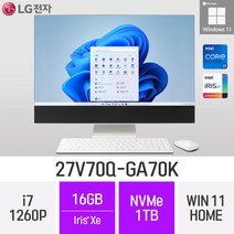 [오늘출발] LG 일체형PC 27V70Q-GA70K 윈도우11 27인치 인텔 12세대 사무용 인강용 재택근무용 일체형PC, 16GB, Win11 Home, 1TB