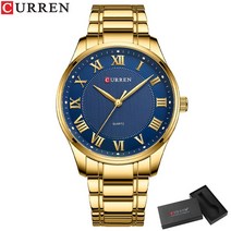 CURREN 스테인레스 스틸 밴드를 가진 남성용 클래식 캐주얼 시계 비즈니스맨을 위한 로마 숫자가 있는 석영 손목