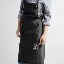 h형 데님 앞치마 공방 바리스타 카페 면 캔버스 남자 주방 빈티지 커플 앞치마, 그레이