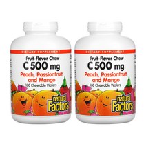 내추럴팩터스 비타민C 500mg 메가도스 복숭아 패션후르츠 망고 180츄어블 2개 웨이퍼 헤스페리딘 로즈힙 루틴 아스코르브산 시트르산 만다린 감초뿌리