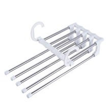 5in 1 바지 선반 옷걸이 주최자 다기능 옷장 수납 StainlessSteel Magic Trouser Hanger, 02 White