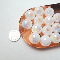 큰 구멍 왕진주알 20mm 무지개물광진주 주름유광진주, 10P