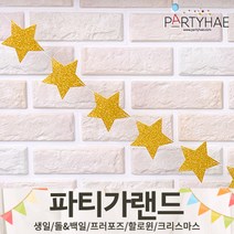 (주)파티해 파티 가랜드2 D-G - 생일 프로포즈 기념일 캠핑 홈데코 조화 여름 축하 환영, D12.글리터별가랜드-골드