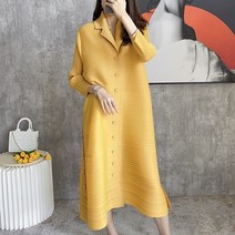가을 주름 원피스 옷 코발트 블루 반다나 롱 드레스 가을 새로운 드레스 턴 다운 칼라 싱글 브레스트 기질 카키 드레스 어머니를위한 선물