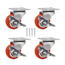 적색 PVC 캐스터 고중량 바퀴 고정 회전 브레이크, A-03 1.5인치 / 회전 브레이크형(4개입)