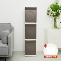 디큐브 가정용 재활용 분리수거함 3단+전용비닐 20장, 브라운, 오픈+전용비닐 20장